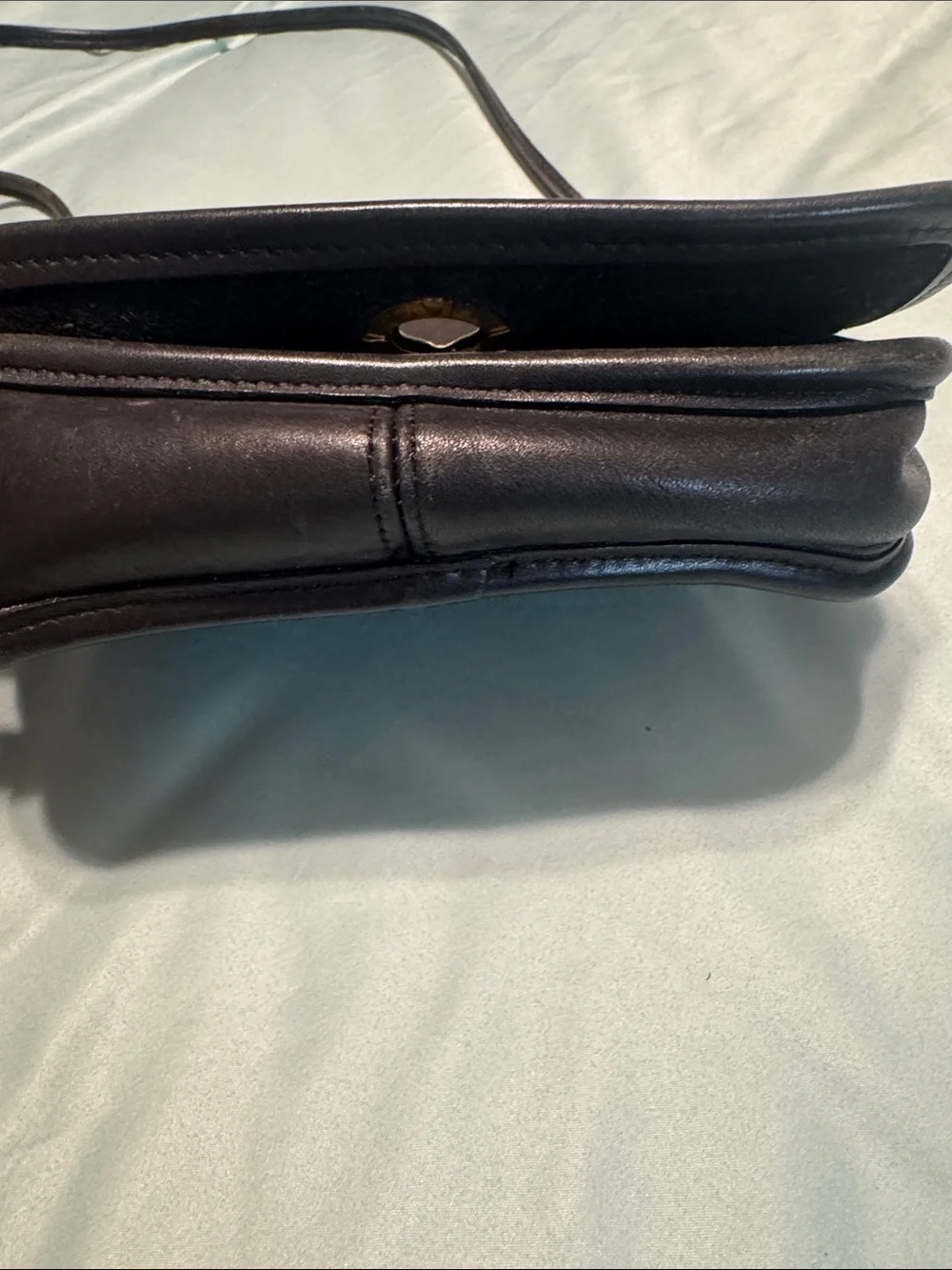Coach Black Leather Crossbody with Gold Turnlock